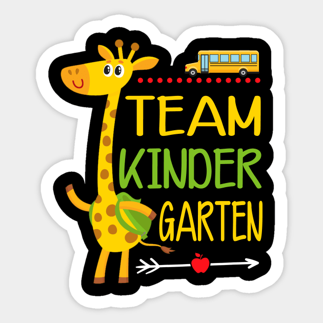 Team Kinder Garten Giraffe School Bus Kid Gift Sticker by David Darry